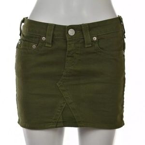 True Religion Olive Denim Mini Skirt